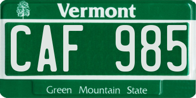 VT license plate CAF985
