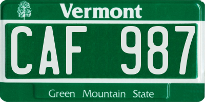 VT license plate CAF987