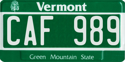 VT license plate CAF989