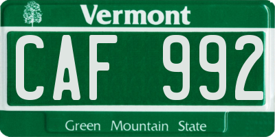 VT license plate CAF992
