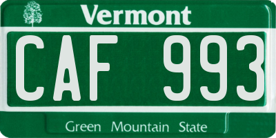 VT license plate CAF993