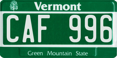 VT license plate CAF996