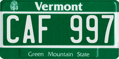 VT license plate CAF997