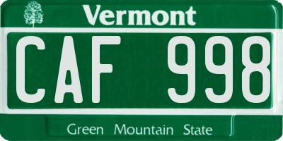 VT license plate CAF998