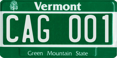 VT license plate CAG001