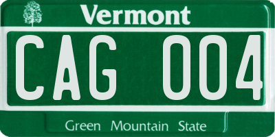 VT license plate CAG004