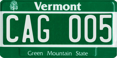 VT license plate CAG005