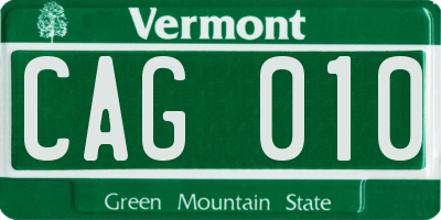 VT license plate CAG010
