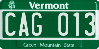 VT license plate CAG013