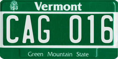VT license plate CAG016