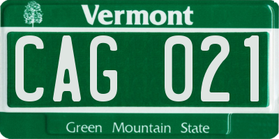 VT license plate CAG021