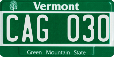 VT license plate CAG030