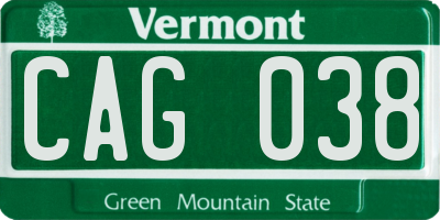VT license plate CAG038