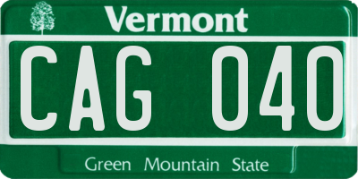 VT license plate CAG040