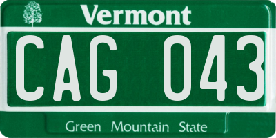 VT license plate CAG043