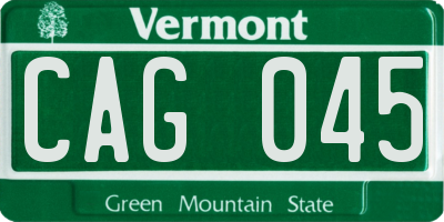 VT license plate CAG045