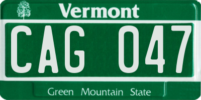VT license plate CAG047