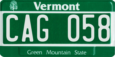 VT license plate CAG058