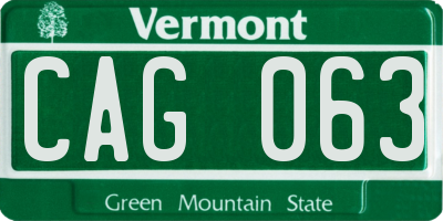 VT license plate CAG063