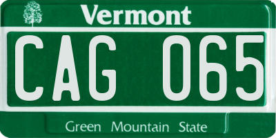 VT license plate CAG065