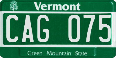 VT license plate CAG075