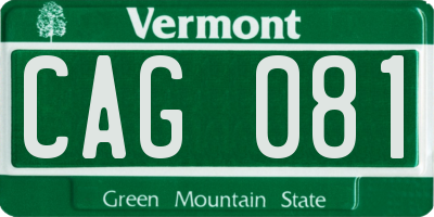 VT license plate CAG081