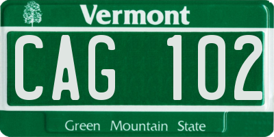 VT license plate CAG102