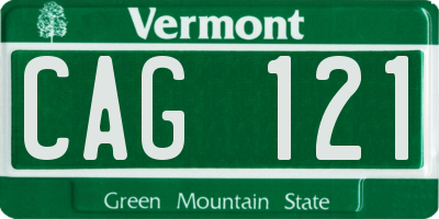 VT license plate CAG121