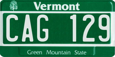 VT license plate CAG129
