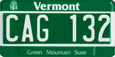 VT license plate CAG132