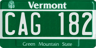 VT license plate CAG182