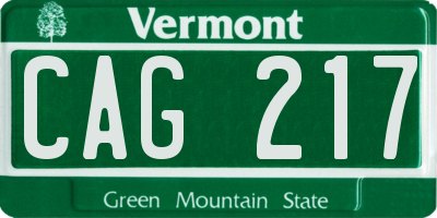 VT license plate CAG217