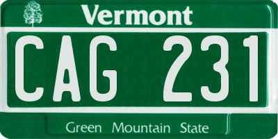 VT license plate CAG231