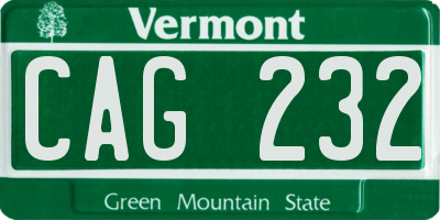 VT license plate CAG232
