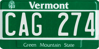 VT license plate CAG274