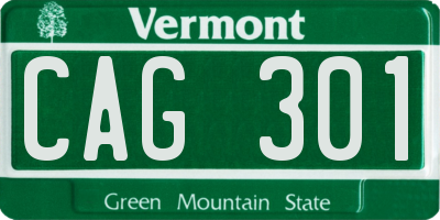 VT license plate CAG301