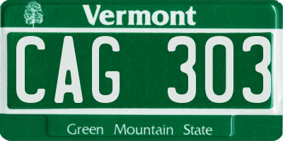VT license plate CAG303