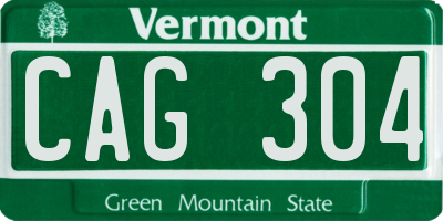 VT license plate CAG304