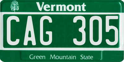 VT license plate CAG305