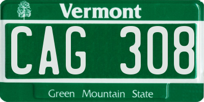 VT license plate CAG308