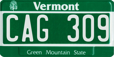 VT license plate CAG309
