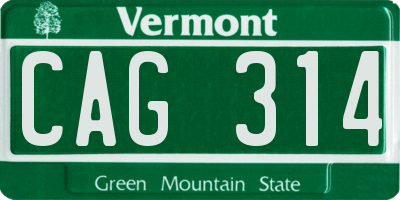 VT license plate CAG314