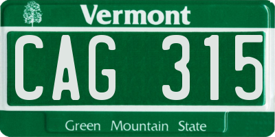 VT license plate CAG315