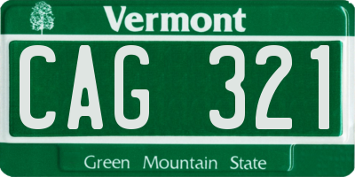 VT license plate CAG321