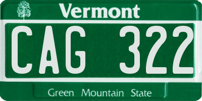 VT license plate CAG322