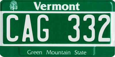 VT license plate CAG332