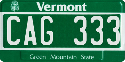 VT license plate CAG333