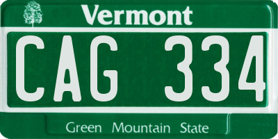 VT license plate CAG334