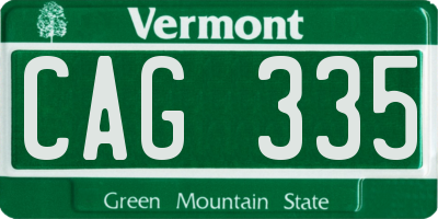 VT license plate CAG335
