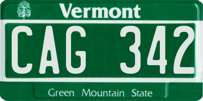VT license plate CAG342